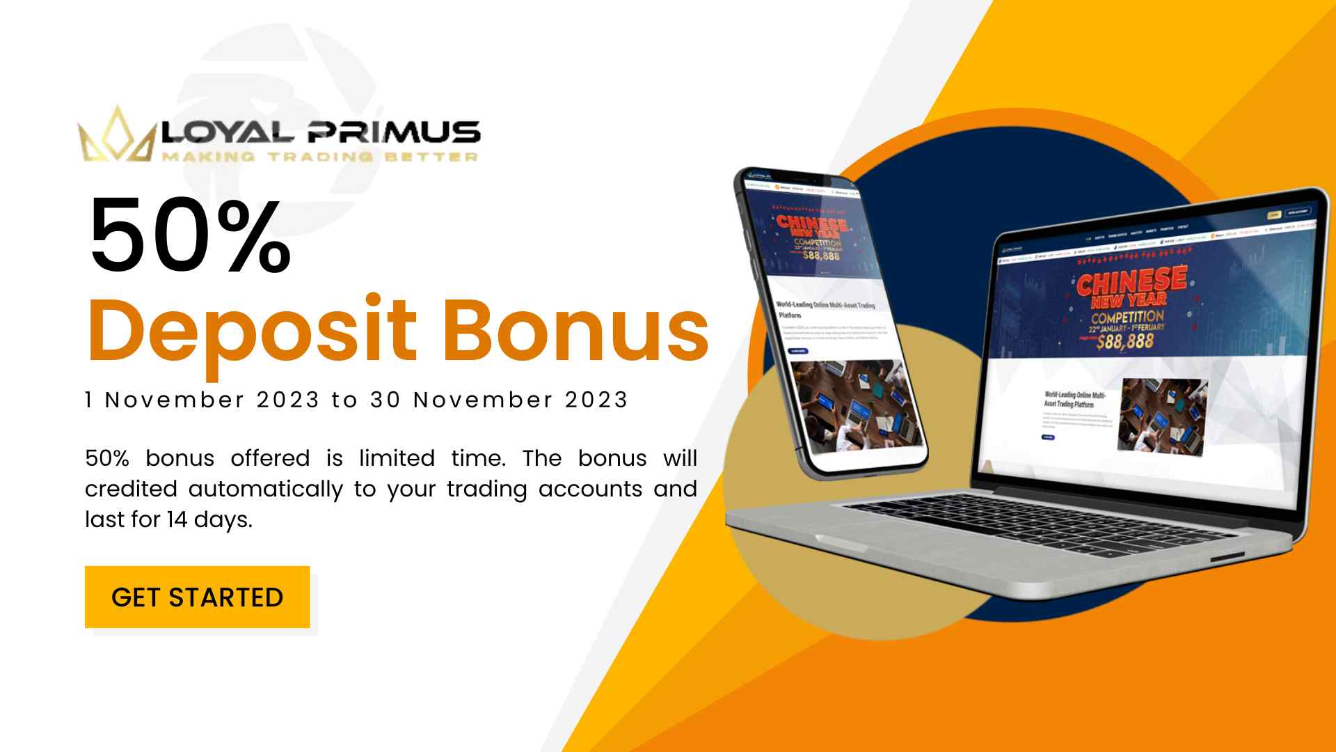 50% Deposit Bonus – Loyal Primus